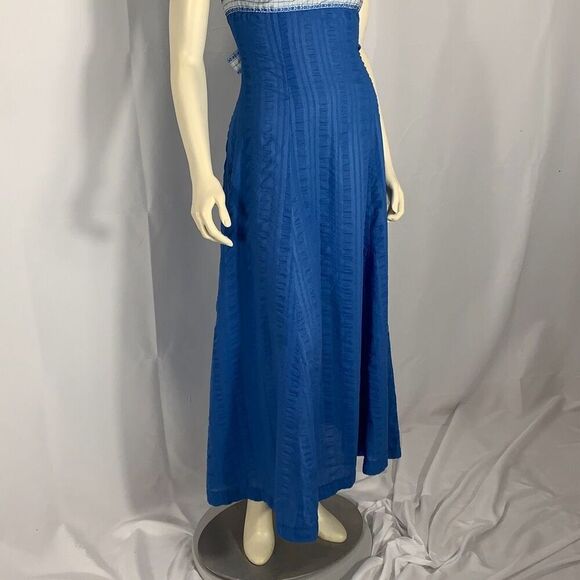Vintage Blue Regency Handmade Puff Sleeve Empire Waist Maxi Dress Size XS - Picture 13 of 16
